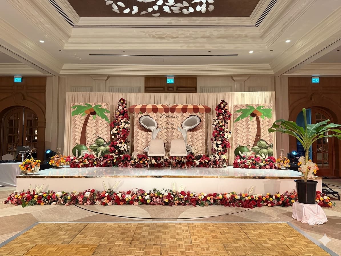 A wedding reception stage decor